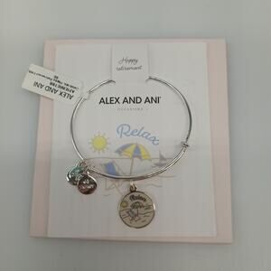 NWT Alex And Ani Happy Retirement Charm Bracelet GIFT Beach